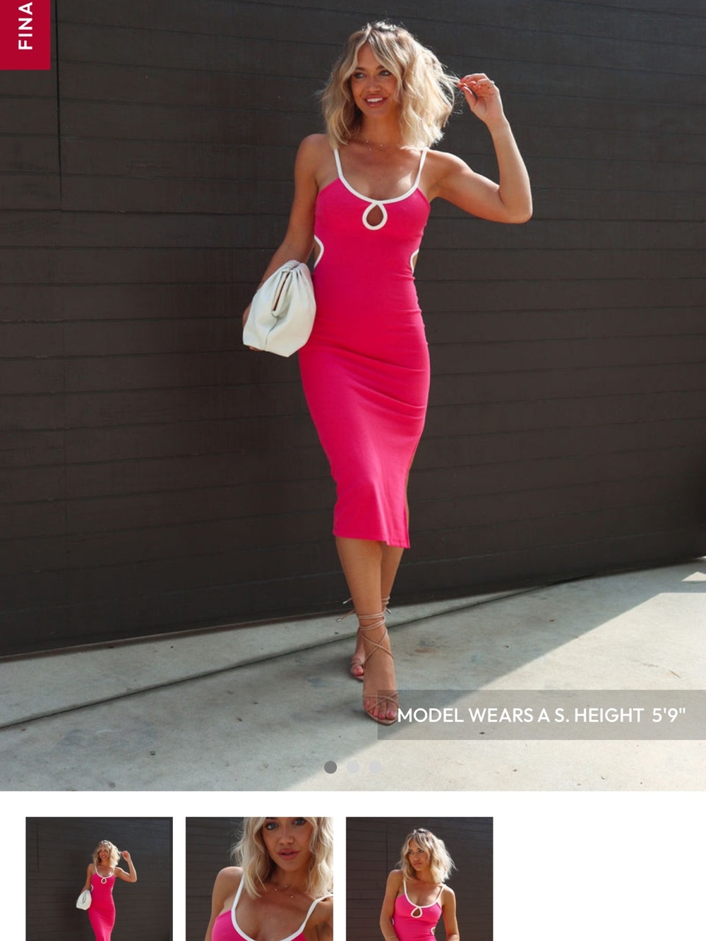 Vici Fuchsia Midi Dress with White Contrast Trim - Picture 1 of 4